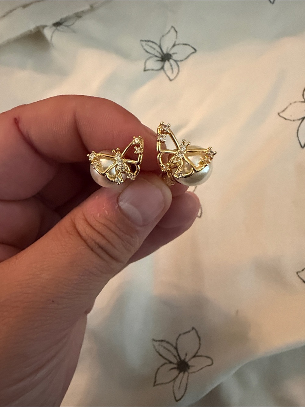 Alicia Bonnie Gold Butterfly Pearl Stud Earrings - Elegant Women’s Jewelry